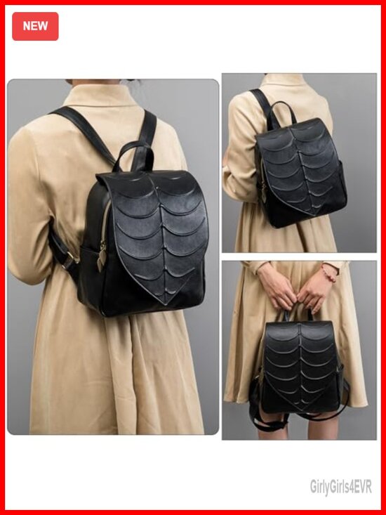 PU Leather Forest Leaf Backpack Fits 13\